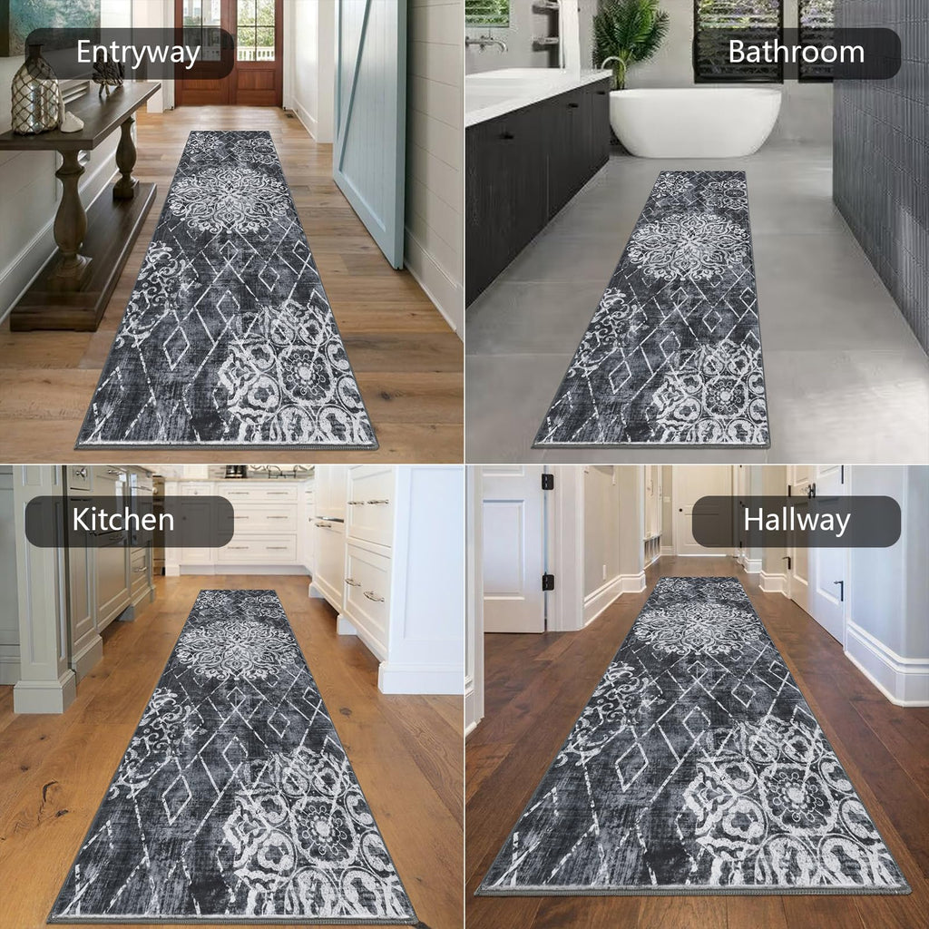 HEBE Hallway Runner Rug 2'8''x8', Washable Non Slip Kitchen Rug Runner