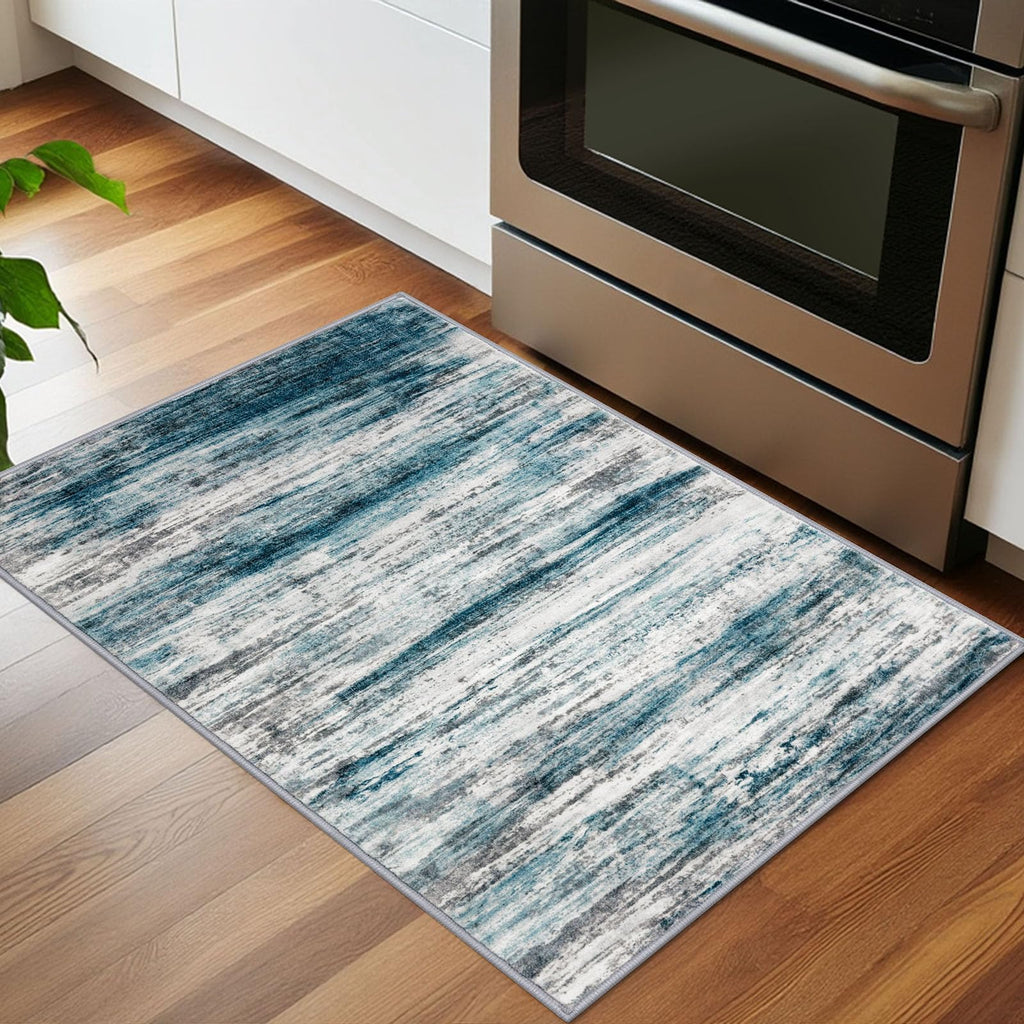 KOZYFLY Abstract Small Area Rugs 2x3 Washabl Rugs Fro Entryway Blue