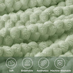 BEDELITE Fleece Blanket - 3D Jacquard Decorative Sage Green Twin Blankets for Couch & Bed, Soft and Cozy Warm Plush Fluffy Blanket All Seasons Suitable, 60x80Inches