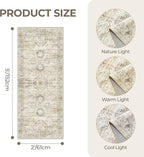 2x5 Rug Runner Washable for Entryway, Soft Bathroom Rugs with Non-Slip Backing, Abstract Low Pile Hallway Runner, Vintage Small Kitchen Carpet for Stair, Laundry Room(2'x5', Grey/Yellow)