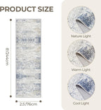 Kitchen Runner Rug Non Slip - 2.5 x 8 Runners for Hallways, Entryway, Bedroom, Washable Runner Rugs for Bathroom, Laundry Room, Low Pile Soft Vintage Area Rug(2.5'x8', Blue/Brown/Ivory)