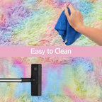 Fluffy Rainbow Colorful Area Rug for Living Room 6x9 Kawaii Tie Dye Rug Fuzzy Indoor Floor Unicorn Rug for Bedroom Girls Kids Nursery Baby Princess Room Dorm Home Decor Aesthetic Carpets