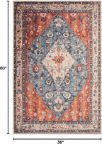 SERISSA Area Rug 3x5 Boho Tribal Rugs for Bedroom, Washable Kitchen Rugs Non-Slip, Ultra Soft Print Distressed Vintage Entry Rug Low-Pile Throw Rug Carpet for Nursery Living Room Dorm Decor