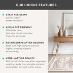 Hazo Haus Boho 2x7 Long Runner, Neutral Farmhouse Hallway Rug, Small Throw Runners for Bedroom, Bathroom, Kitchen, Vintage Floral Decor & Non-Slip Low-Pile Washable Stain Resistant, Latte Beige