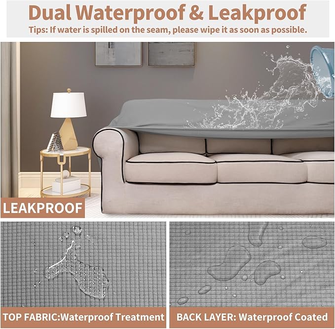 Easy-Going 100% Waterproof Chair Couch Cover, Stretch Jacquard Sofa Cover
