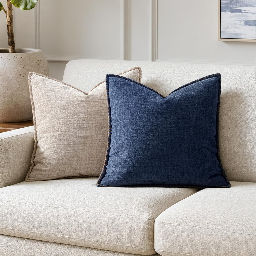 MIULEE Decorative Couch Throw Pillow Covers 20x20 Inch Navy 2 Pack