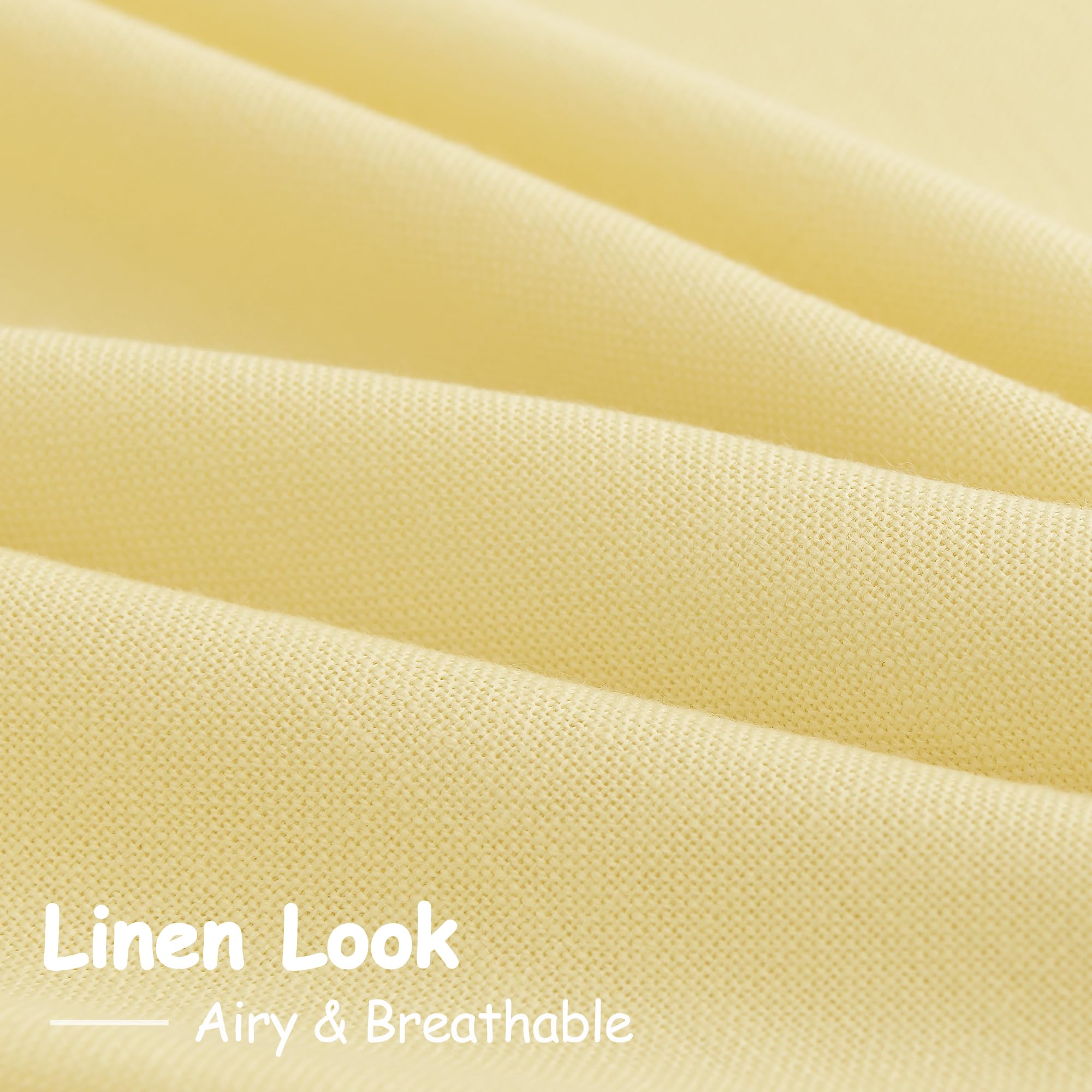 Yellow Linen Blend Drapes 84 Inch Length 2 Panels Set Back Tab Rod Pocket Light Filtering Privacy Semi Sheer Textured Curtain Neutral Farmhouse Decor for Living Room Bedroom Curtains 52x84