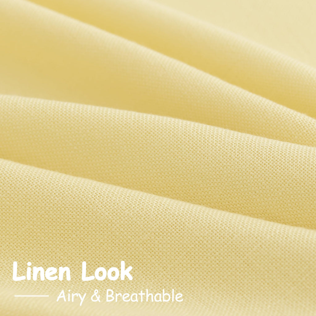 Yellow Linen Blend Drapes 84 Inch Length 2 Panels Set Back Tab Rod Pocket Light Filtering Privacy Semi Sheer Textured Curtain Neutral Farmhouse Decor for Living Room Bedroom Curtains 52x84
