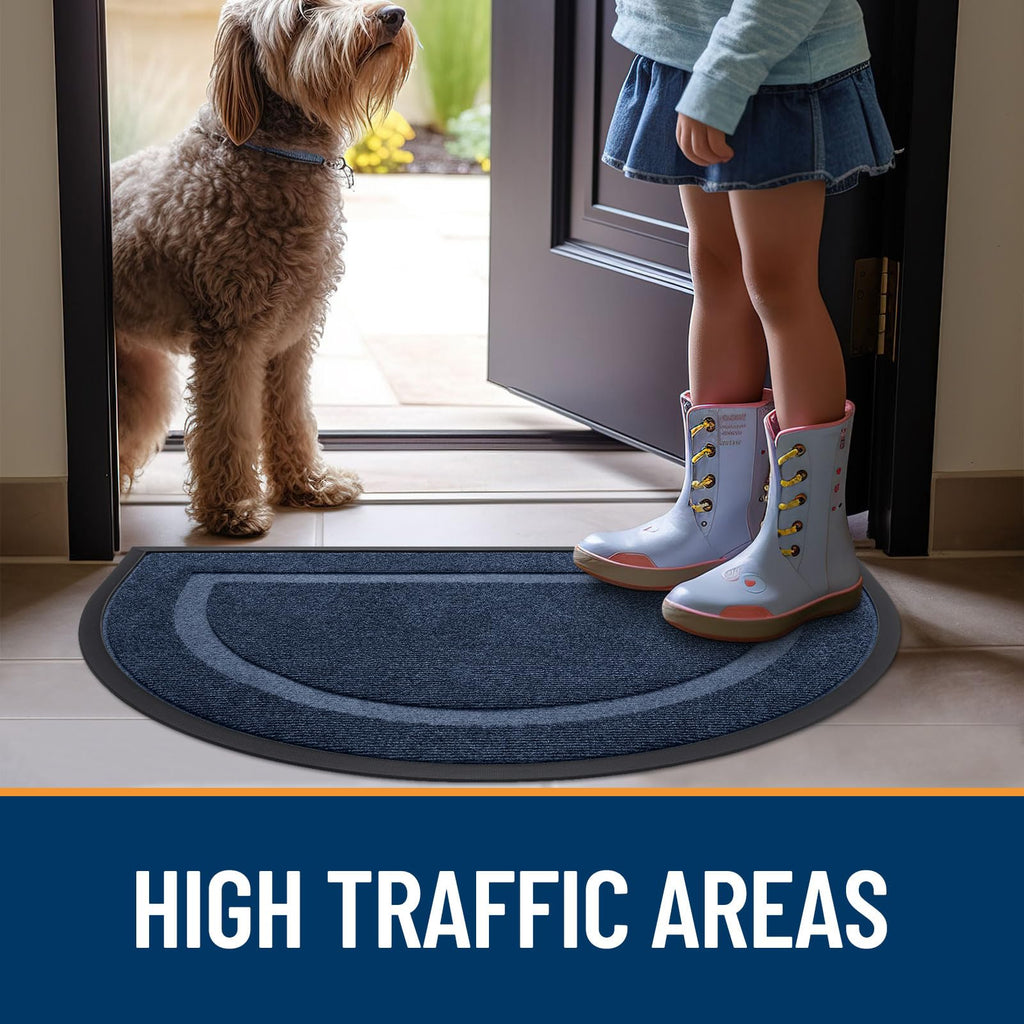 OLANLY Half Circle Front Door Mat Outside 35x23 All-Season Rubber Doormat