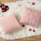 decorUhome Pink Bow Pillow Covers Set of 2 Coquette Aesthetic Cute Preppy Plush Faux Pillowcases for Girly Bedroom or Couch 16x16 Inch