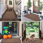 Mibao Super Absorbent Front Door Mat, 60" x 36", Non-Slip Washable Indoor Doormats, Low Profile Entryway Rug Outdoor, Dirt Resistant Welcome Mats for Front and Back Door Entrance, Brown