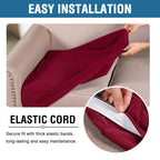 H.VERSAILTEX Super Stretch Individual Seat Cushion Covers Sofa Covers Couch Cushion Covers Slipcover Sets Thick Jacquard Textured Twill Fabric (2 Piece Large Sofa Cushion Covers, Burgundy Red)