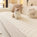 MDSASFD Velvet Couch Covers for Dogs, Dog Sectional Couch Covers, Pet Couchs Cover for 3-4 Seater, Couchs Protector for Dogs, Sectional Sofa Cover for Pet Washable(1PC,Beige White,27.6"×82.7")