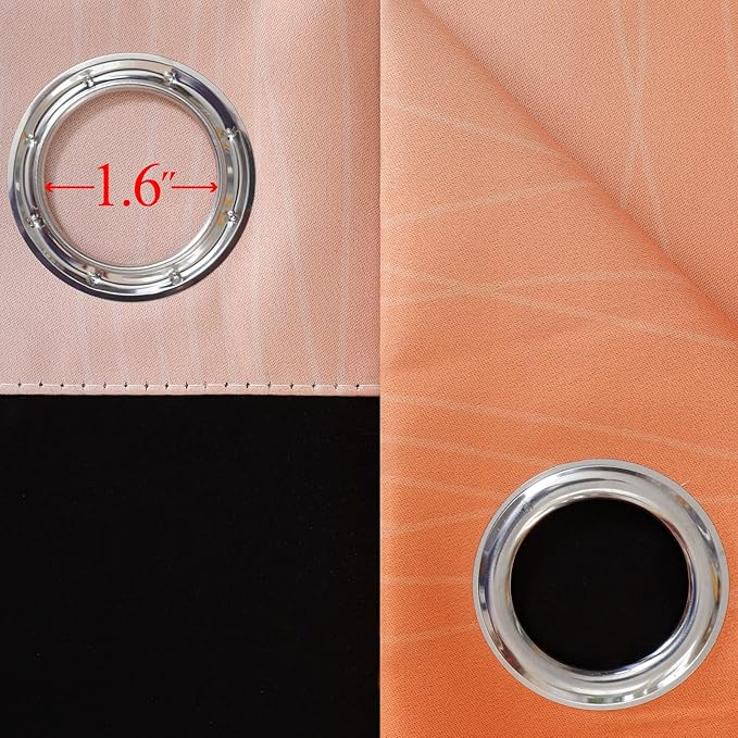 Thermal Insulated Blue and Orange Curtains for Living Room, Complete Light Blocking Ombre Blackout Curtains for Bedroom, Full Room Darkening Gradient Grommet Drapes for Boy Room, 52x84 Inch, 2 Panels