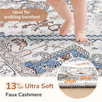 OPPODREAM Soft Area Rugs 3', Persian-Inspired Washable Rug, Cream White & Blue