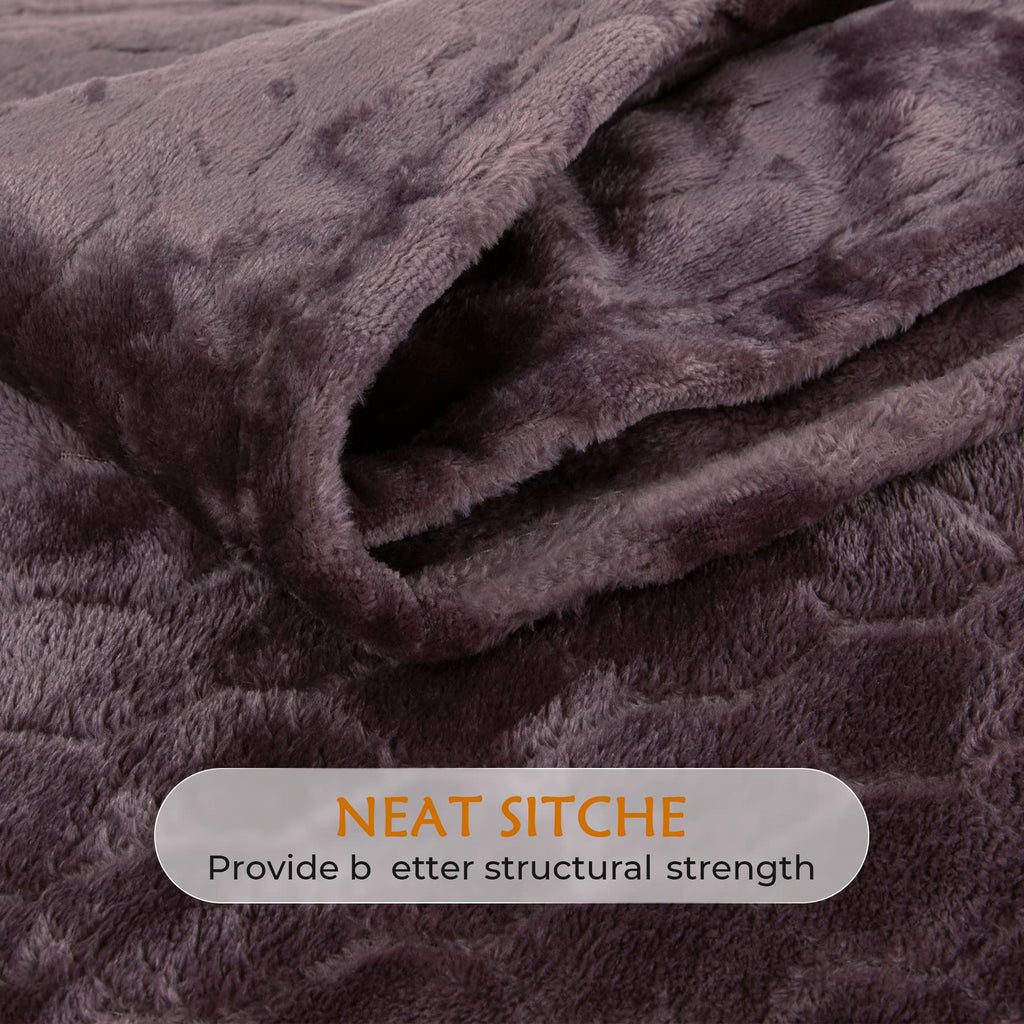 TOONOW Fleece Blanket Textured Fuzzy Plush Throw Blanket Twin Size 60" x 80", Super Soft Fluffy Bed Blanket Geometric Pattern Comfy Microfiber Flannel Blankets for Couch, Bed, Sofa, Purple