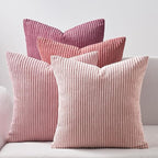 Topfinel Pink Throw Pillow Covers 12x12 Inch Set of 4,Soft Farmhouse Corduroy Decorative Cushion Cover,Square Cute Pillow Case for Gril's Bedroom Couch Sofa Living Room,Spring Series Home Decor