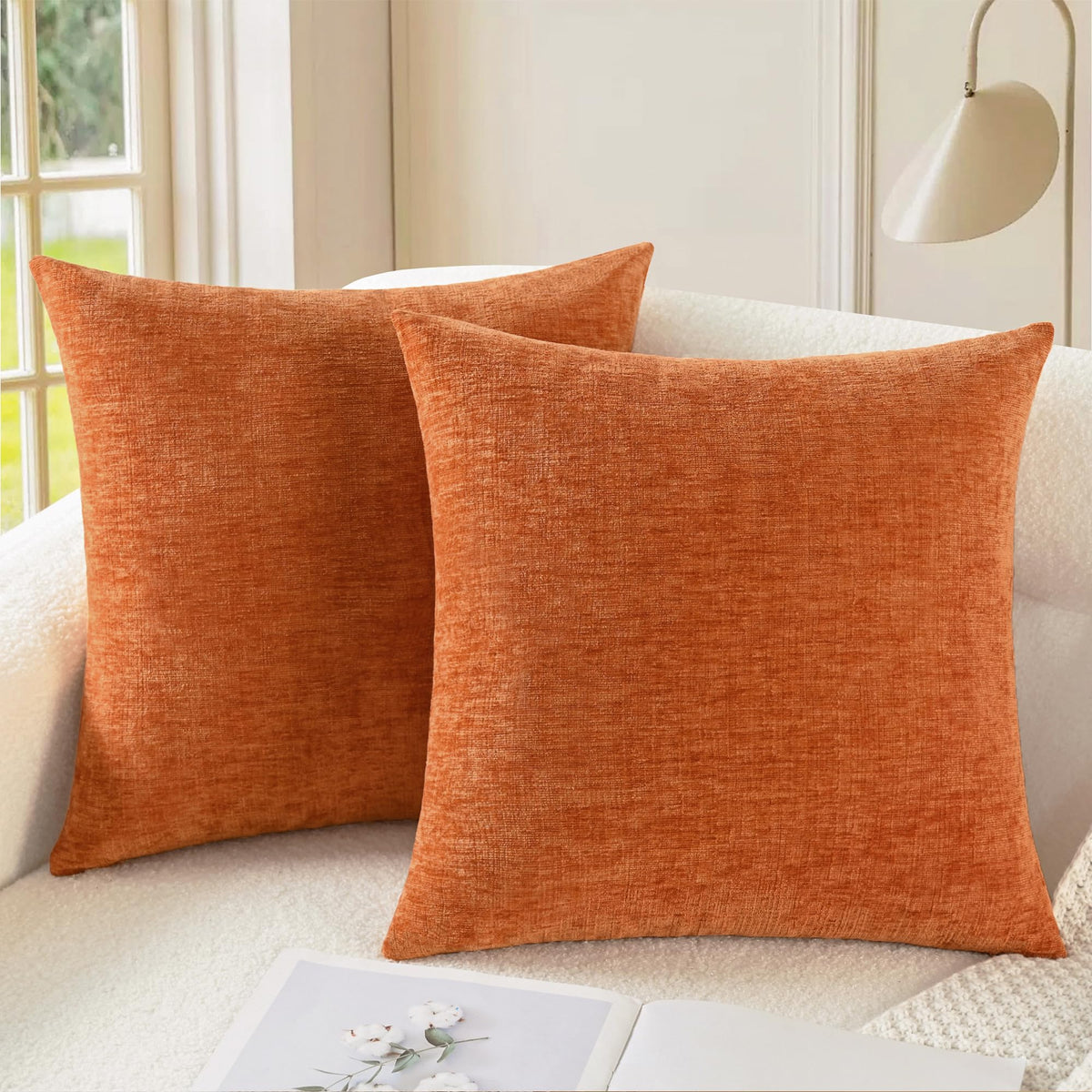 CaliTime Decorative Couch Throw Pillow Covers 24 X 24 Inches Navy Blue