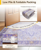 RELEANY Area Rugs 2'x10' Runner Rug Non Slip Washable for Kitchen Hallway Bedroom Beside Laundry Room Bathroom Rug, Floor Carpet, Light Purple Brown