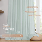 LAMIT Linen Blended Curtains 72 inch for Bedroom, Linen Textured Light Filtering Drapes Rod Pocket Boho Neutral Panels for Farmhouse/Living Room, 2 Panels, 52 x 72 Inch, Light Blue