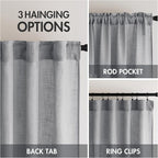 MIULEE Grey Linen Curtains 108 Inches Long for Bedroom Living Room, Soft Thick Linen Textured Window Drapes Gray Semi Sheer Light Filtering Rod Pocket Back Tab Burlap Look Farmhouse Decor, 2 Panels