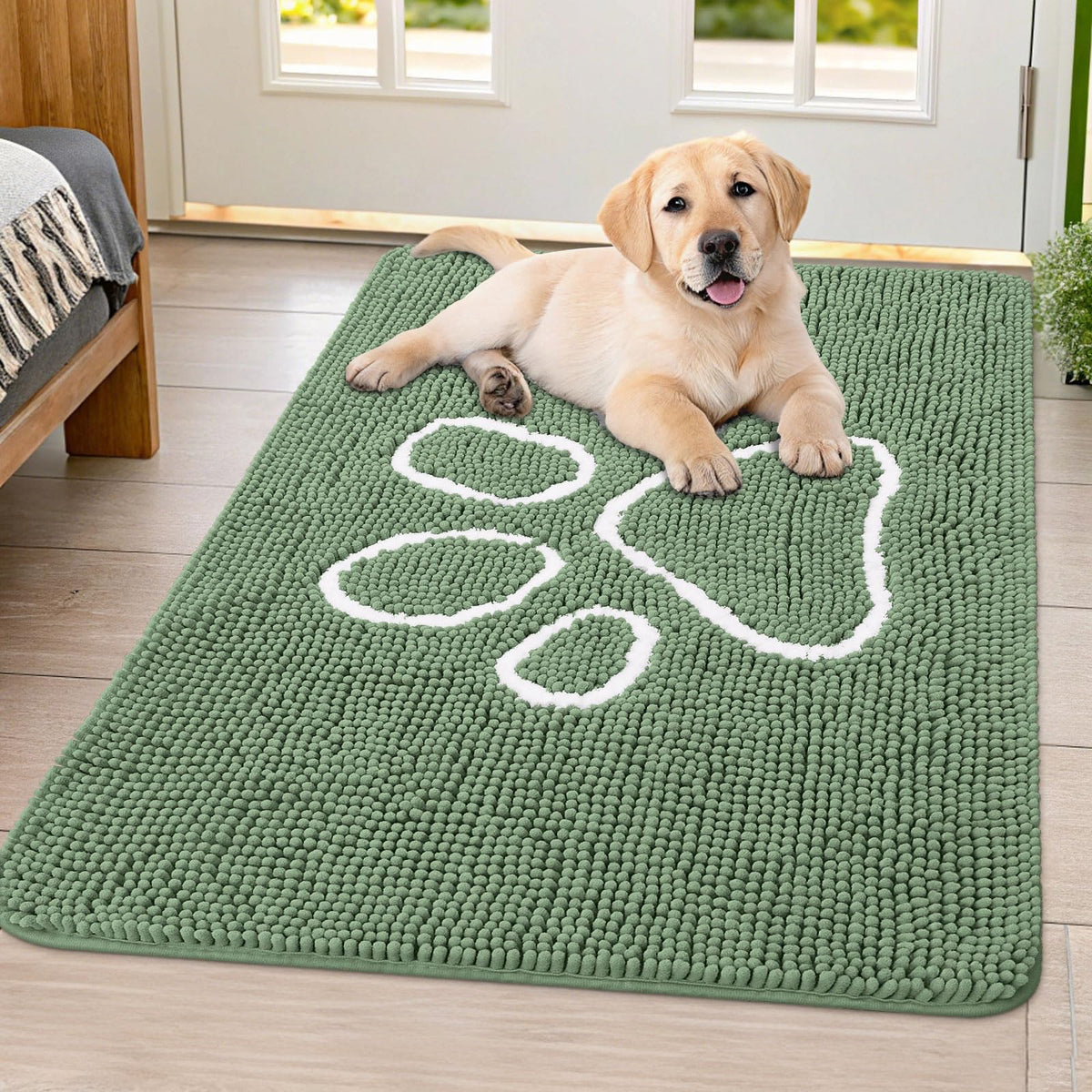 Smiry Dog Door Mat for Muddy Paws, Absorbent Non Slip Dirt Trapper, 40x32