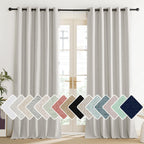 NICETOWN Snowbound Vintage Linen 100% Blackout Curtains for Living Room, Thermal Insulated Curtains 90" Long, Noise Reducing Window Treatment Drapes for Home Office, 62" Wide Per Panel, Set of 2