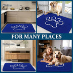 OLANLY Dog Door Mat for Muddy Paws 30x20, Paw Print Design, Absorbs Moisture and Dirt, Non-Slip Washable Doormat, Quick Dry Chenille Mud Mat for Dogs, Entry Indoor Entryway Carpet, Royal Blue