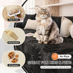 HANDONTIME Washable Couch Covers for Sofa Boho Couch Covers for 3 Cushion Sofa Pet Friendly Black Chenille Jacquard Couch Protector for Dogs Plant Branch Sectional Cover Sofa Slipcovers, 71" X 134"