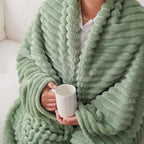 Linecooo Sage Green Fleece Throw Blanket 60”×80” for Couch Sofa Livingroom