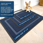 OLANLY Front Door Mat Indoor Outdoor Entrance, Waterproof All-Season, All-Weather Doormat, Sturdy Natural Rubber, Fade Resistant, Low Profile, Easy Clean Patio Porch Entryway Mat, 59x23, Blue