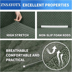 ZNSAYOTX 1 Piece Jacquard Couch Covers for 3 Cushion Couch Living Room High Stretch Sofa Cover Pets Dogs Friendly Anti Slip Thickened Slipcovers Furniture Protector (Sofa, Army Green)