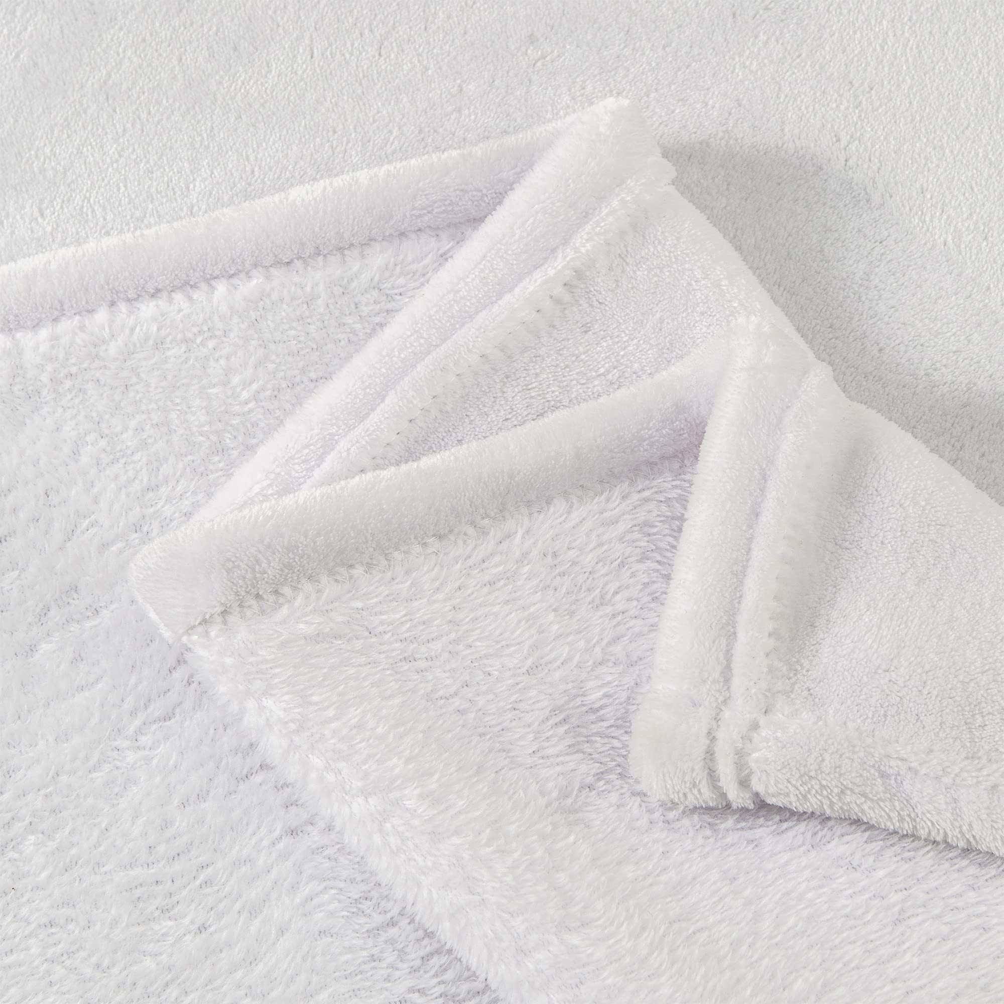 BEDELITE Fleece Blanket Soft Plush King Size Bed Blanket White 108"x90"