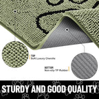 Smiry Dog Door Mat for Muddy Paws, Absorbent Dirt Trapper Non Slip Quick Dry Washable Chenille Mat for Mud Dogs, Entry Rug for Indoor and Outdoor (36x24 Inches, Sage Green and Black)