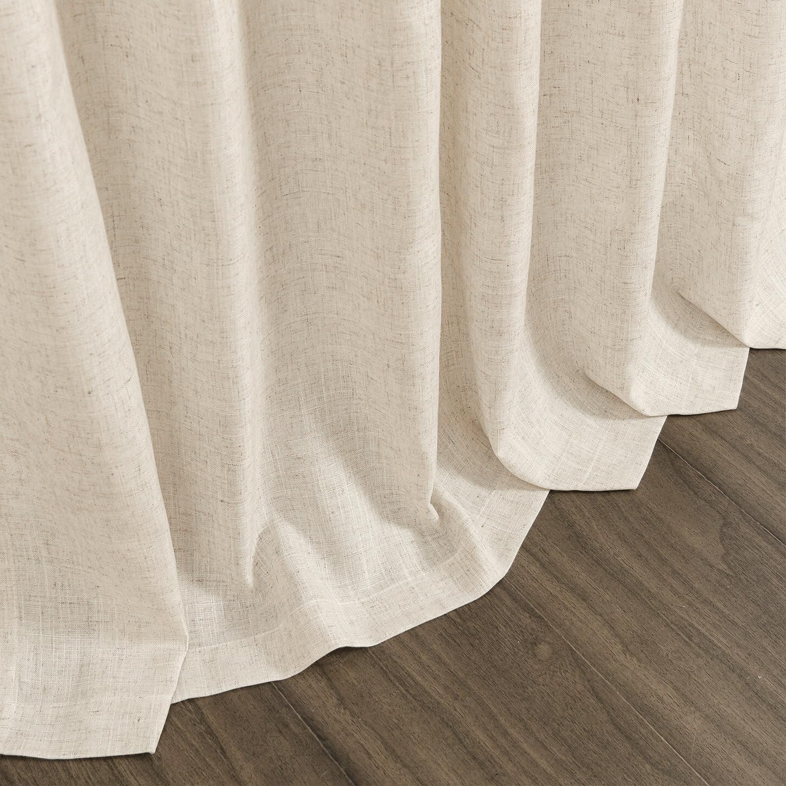Nanspring Linen Curtains 84 Inch Length 2 Panels Set for Living Room Farmhouse Decor Light Filtering Semi Sheer Curtain Back Tab and Rod Pocket Neutral Luxury Rustic Coastal Drapes for Bedroom 52x84