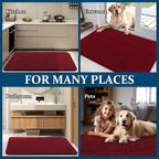 OLANLY Dog Door Mat for Muddy Paws 54x24, Absorbs Moisture and Dirt, Absorbent Non-Slip Washable Doormat, Quick Dry Chenille Mud Mat for Dogs, Entry Indoor Entryway Carpet for Inside Floor, Red