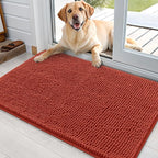 OLANLY Dog Door Mat for Muddy Paws 35x24, Absorbs Moisture and Dirt, Absorbent Non-Slip Washable Doormat, Quick Dry Chenille Mud Mat for Dogs, Entry Indoor Entryway Carpet for Inside Floor, Maple Red