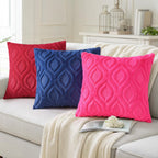 decorUhome Faux Fur Plush Soft Dark Blue Throw Pillow Covers 22x22 Set of 2