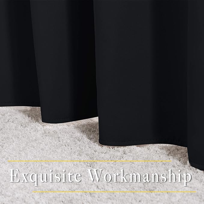 NICETOWN Black Out Curtains 63 inches Long, Grommet Blackout Window Treatment Thermal Insulated Solid Room Darkening Drapes for Bedroom/Kitchen, 2 Panels, W40 x L63