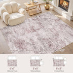 UERMEI 6x9 Area Rug Living Room Rugs - Washable Neutral Modern Abstract Soft Thin Large Rug Indoor Floor No Slip Rug Carpet for Bedroom Under Dining Table Home Office Decor - Pink