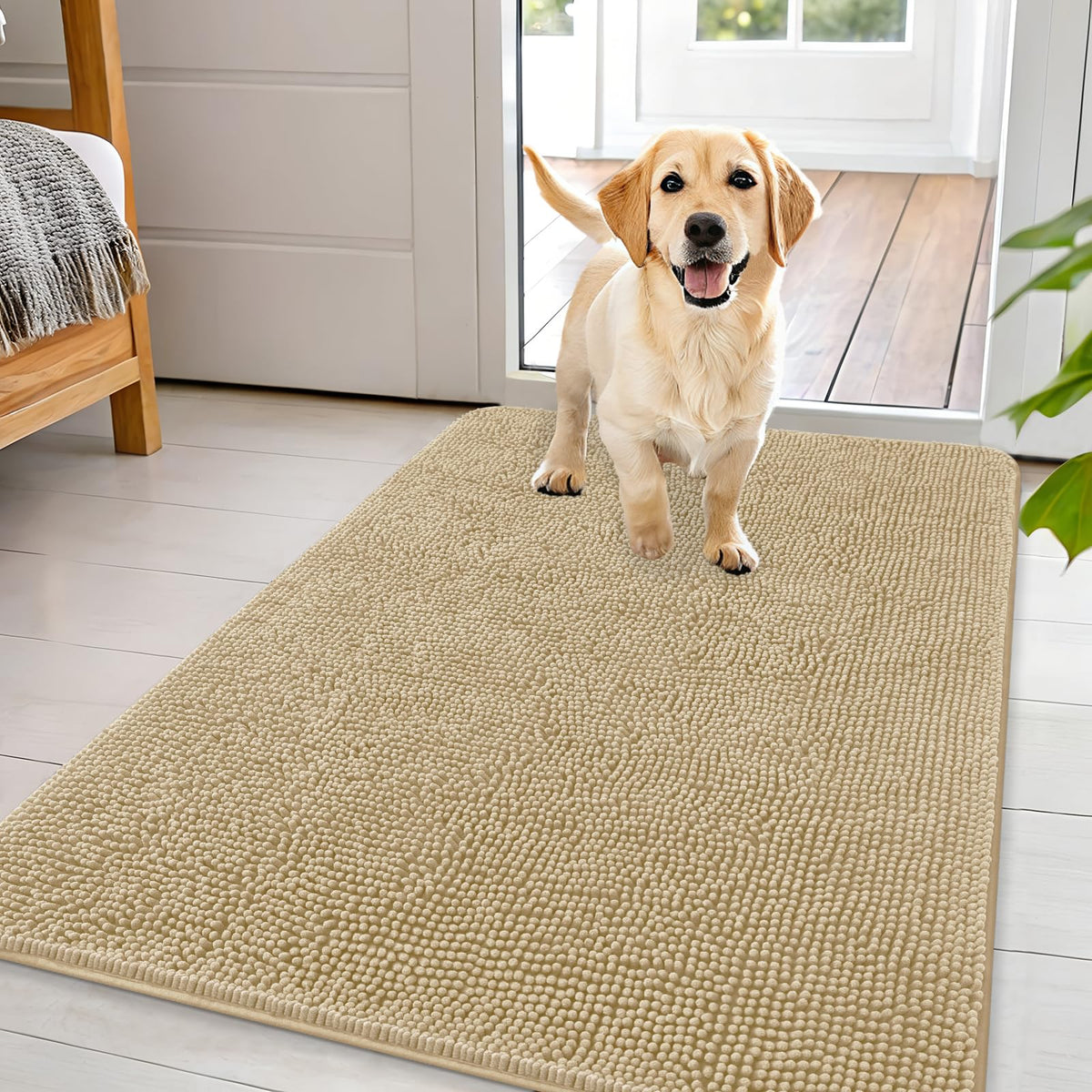 OLANLY Dog Door Mat for Muddy Paws 44x32, Super Absorbent Chenille Mud Mat