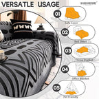 HANDONTIME Boho Couch Cover Blanket Geometric Striped Pet Covers for Couches and Sofas Dark Grey and Black Dog Cover for Couch Pet Friendly Chenille Sectional Sofa Covers for Pets Washable, 71" X134"