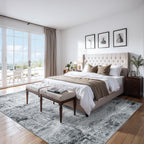 PLHXFR 8x10 Area Rug Living Room: Modern Abstract Washable Carpet Black