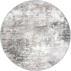 IOHOUZE Round Area Rug 3 Ft Circle Entryway Rugs Round Washable Door Mat Indoor Entrance, Non Slip Circle Front Door Rug, Printed Abstract Faux Wool Floor Carpet for Foyer Porch Sink, Grey Beige