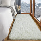 ONASAR Cream White Runner Rugs for Bedroom Living Room, Ivory Fluffy 2x6 Bedside Hallway Area Rug, Ultra Soft Plush Furry Faux Fur Non Slip Floor Carpet for Nursery Kids Dorm Closet Home Decor