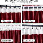RYB HOME Red Velvet Curtains 84 inches - Darkening Curtains for Bedroom, Thermal Insulated Window Drapes for Living Room Dinning Room Theater, Width 52 x Length 84 inch, Red, 2 Panels