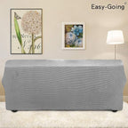 Easy-Going Stretch 4 Seater Sofa Slipcover 1-Piece Sofa Cover Furniture Protector Couch Soft with Elastic Bottom for Kids, Polyester Spandex Jacquard Fabric Small Checks Light Gray