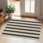 Black and White Striped Outdoor Rug - 2x3 Non-Slip Front Door Mat Outside Entrance Washable Doormat Indoor Outdoor Entry Rug Small Layered Rugs for Entryway Kitchen Front Porch Decor