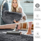 OLANLY 2x8 Machine Washable Runner Rugs for Hallway, Soft Fluffy Shaggy Bedside Rugs for Bedroom, Living Room, Indoor Floor Carpet for Kids Girls and Boys, Nursery Rooms, Home Decor Aesthetic, Grey