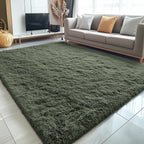 OLANLY 5x7 Machine Washable Large Area Rugs for Living Room, Bedroom, Soft Fluffy Shaggy Bedside Rug, Indoor Floor Carpet for Kids Girls and Boys, Dorms, Nursery, Home Decor Aesthetic, Olive Green